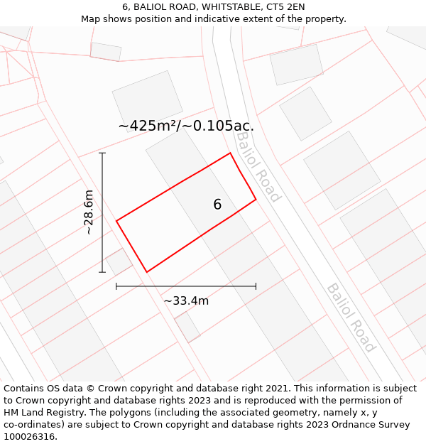 6, BALIOL ROAD, WHITSTABLE, CT5 2EN: Plot and title map