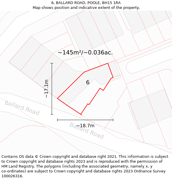 6, BALLARD ROAD, POOLE, BH15 1RA: Plot and title map