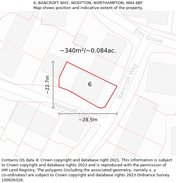 6, BANCROFT WAY, WOOTTON, NORTHAMPTON, NN4 6BF: Plot and title map