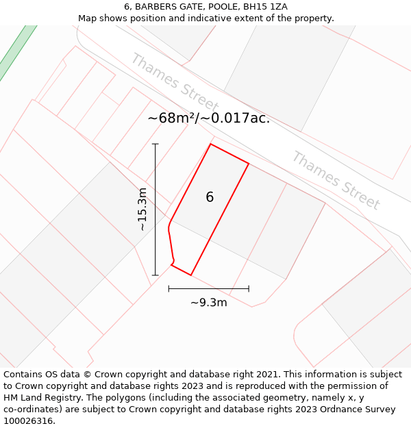 6, BARBERS GATE, POOLE, BH15 1ZA: Plot and title map