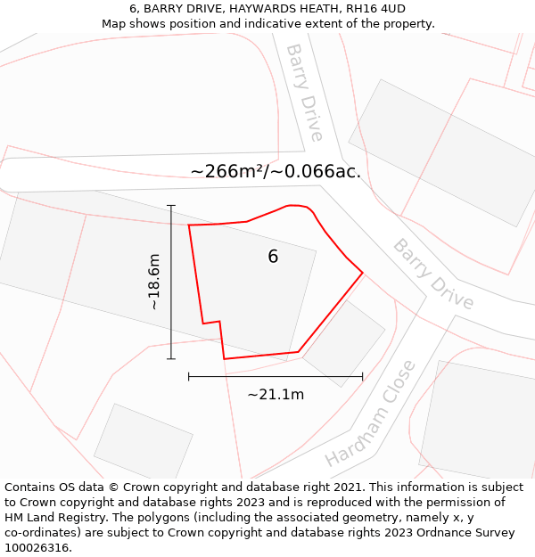 6, BARRY DRIVE, HAYWARDS HEATH, RH16 4UD: Plot and title map