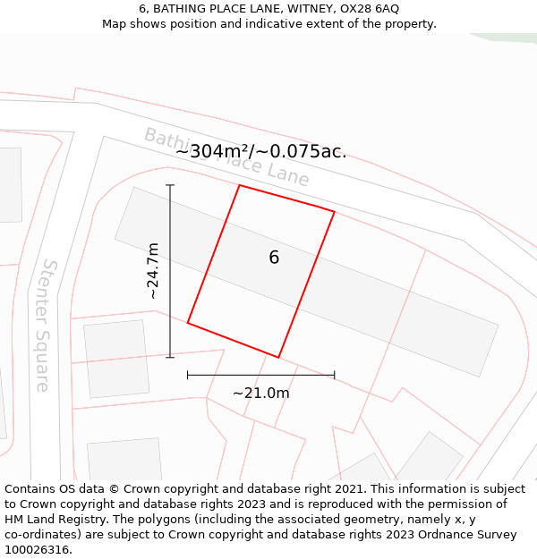 6, BATHING PLACE LANE, WITNEY, OX28 6AQ: Plot and title map