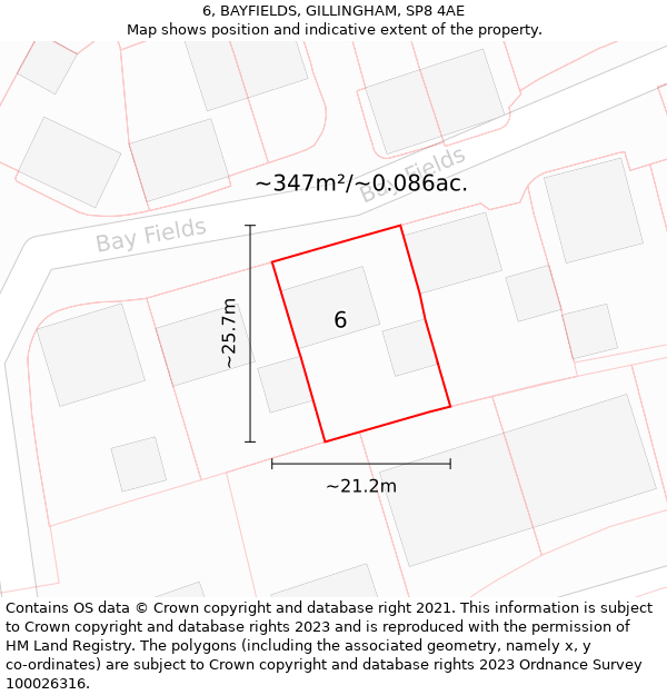 6, BAYFIELDS, GILLINGHAM, SP8 4AE: Plot and title map