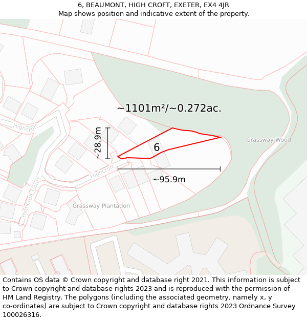 6, BEAUMONT, HIGH CROFT, EXETER, EX4 4JR: Plot and title map