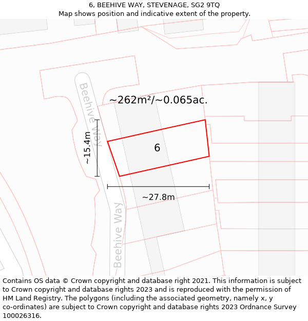 6, BEEHIVE WAY, STEVENAGE, SG2 9TQ: Plot and title map