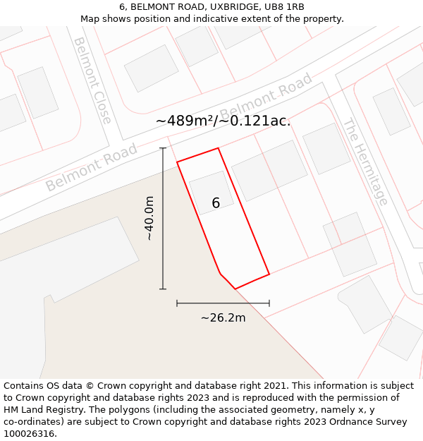 6, BELMONT ROAD, UXBRIDGE, UB8 1RB: Plot and title map