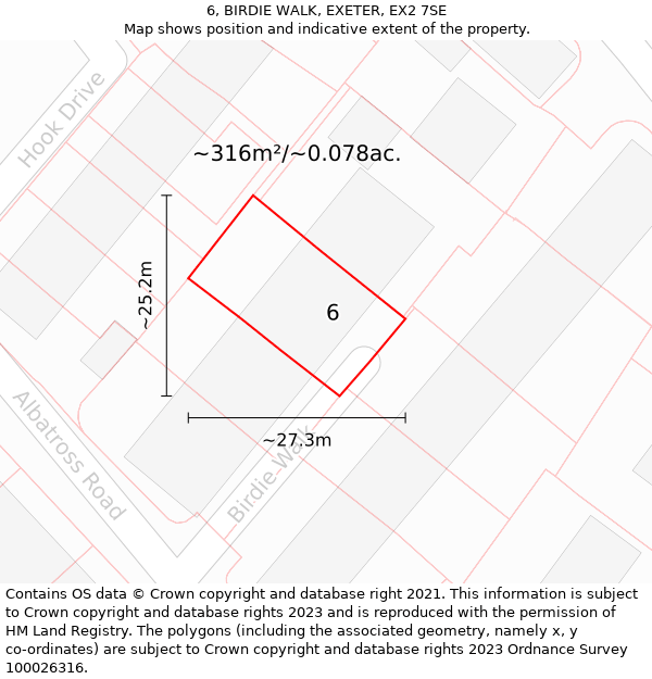 6, BIRDIE WALK, EXETER, EX2 7SE: Plot and title map