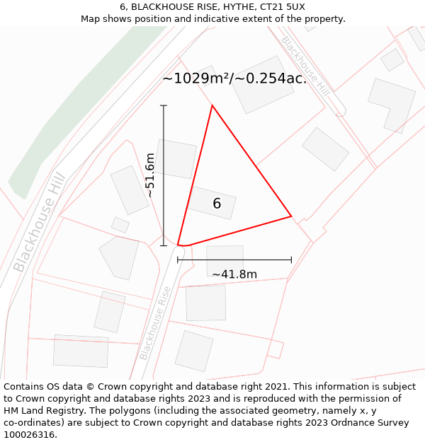 6, BLACKHOUSE RISE, HYTHE, CT21 5UX: Plot and title map