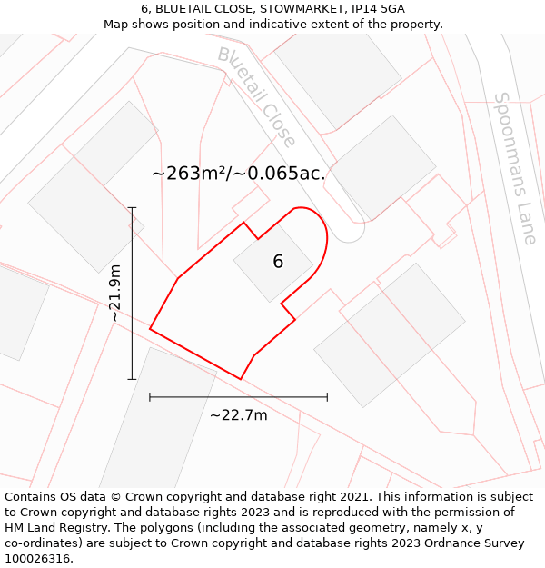 6, BLUETAIL CLOSE, STOWMARKET, IP14 5GA: Plot and title map