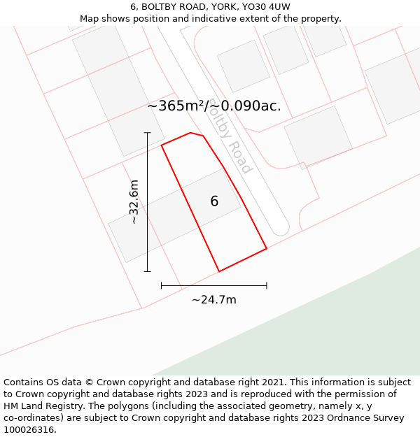 6, BOLTBY ROAD, YORK, YO30 4UW: Plot and title map