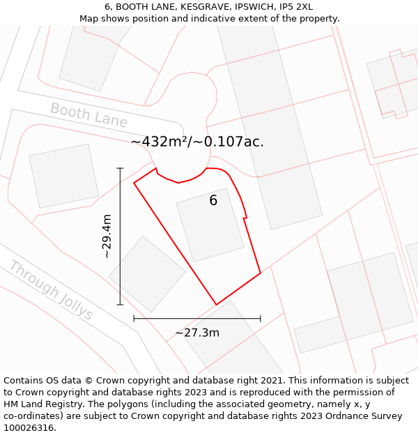 6, BOOTH LANE, KESGRAVE, IPSWICH, IP5 2XL: Plot and title map