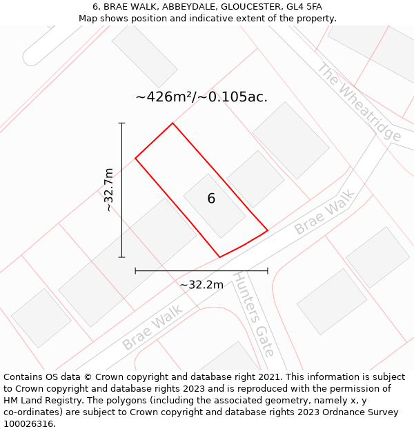 6, BRAE WALK, ABBEYDALE, GLOUCESTER, GL4 5FA: Plot and title map