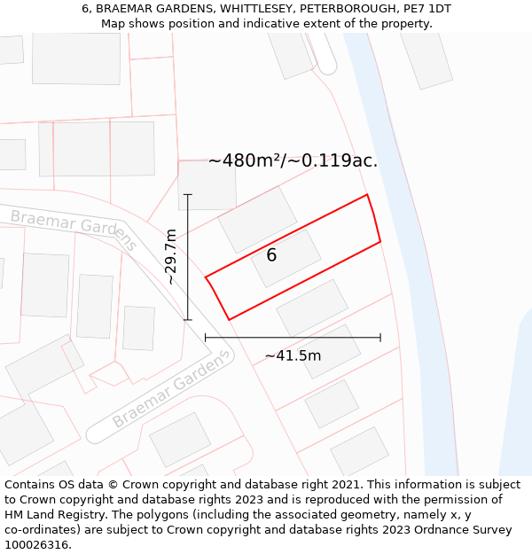 6, BRAEMAR GARDENS, WHITTLESEY, PETERBOROUGH, PE7 1DT: Plot and title map