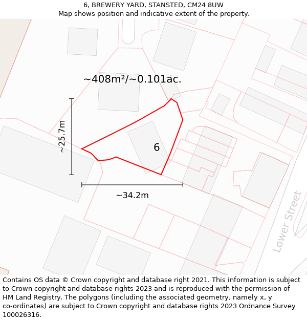 6, BREWERY YARD, STANSTED, CM24 8UW: Plot and title map