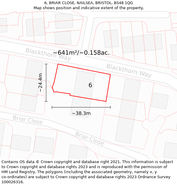 6, BRIAR CLOSE, NAILSEA, BRISTOL, BS48 1QG: Plot and title map