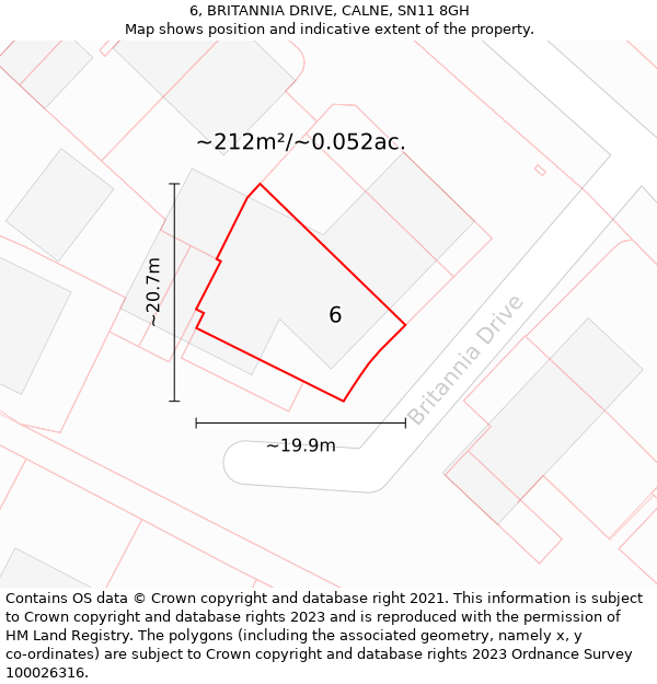 6, BRITANNIA DRIVE, CALNE, SN11 8GH: Plot and title map