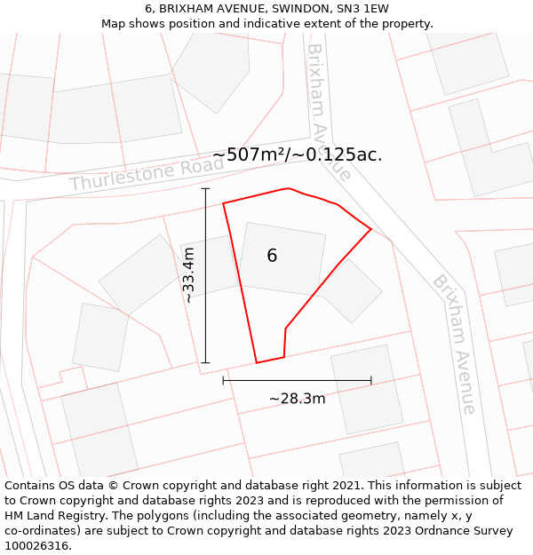 6, BRIXHAM AVENUE, SWINDON, SN3 1EW: Plot and title map