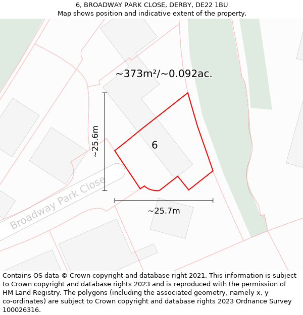 6, BROADWAY PARK CLOSE, DERBY, DE22 1BU: Plot and title map