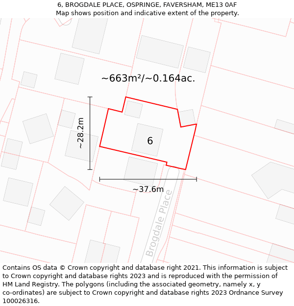 6, BROGDALE PLACE, OSPRINGE, FAVERSHAM, ME13 0AF: Plot and title map