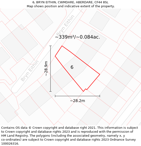 6, BRYN EITHIN, CWMDARE, ABERDARE, CF44 8SL: Plot and title map