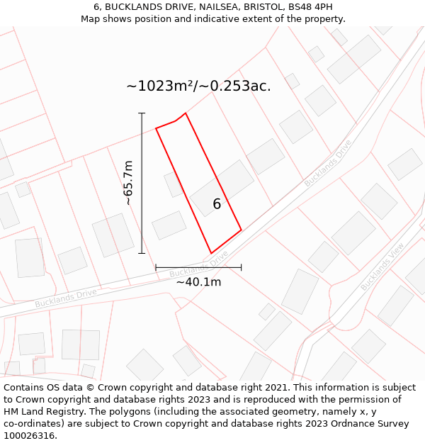 6, BUCKLANDS DRIVE, NAILSEA, BRISTOL, BS48 4PH: Plot and title map