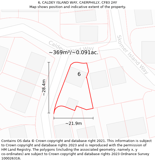 6, CALDEY ISLAND WAY, CAERPHILLY, CF83 2AY: Plot and title map