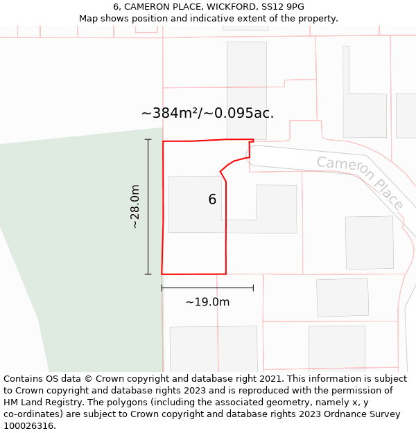 6, CAMERON PLACE, WICKFORD, SS12 9PG: Plot and title map
