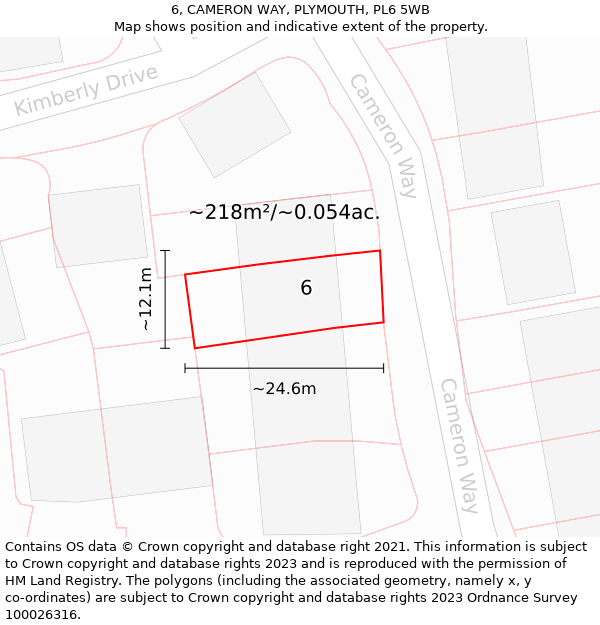 6, CAMERON WAY, PLYMOUTH, PL6 5WB: Plot and title map