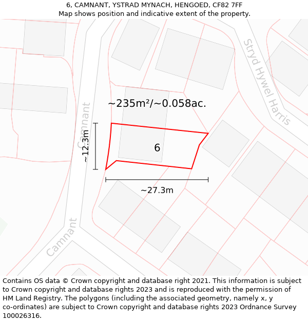 6, CAMNANT, YSTRAD MYNACH, HENGOED, CF82 7FF: Plot and title map