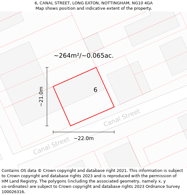 6, CANAL STREET, LONG EATON, NOTTINGHAM, NG10 4GA: Plot and title map