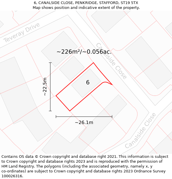 6, CANALSIDE CLOSE, PENKRIDGE, STAFFORD, ST19 5TX: Plot and title map