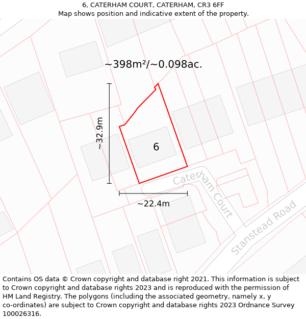 6, CATERHAM COURT, CATERHAM, CR3 6FF: Plot and title map