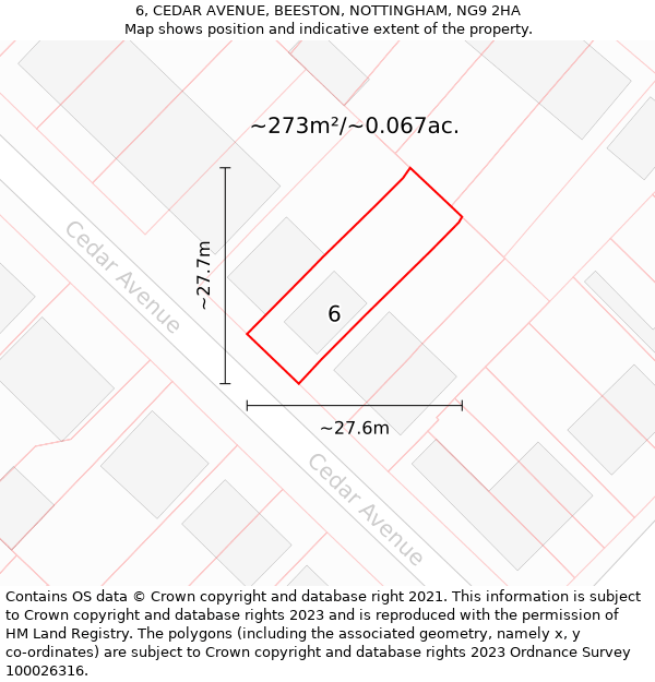 6, CEDAR AVENUE, BEESTON, NOTTINGHAM, NG9 2HA: Plot and title map