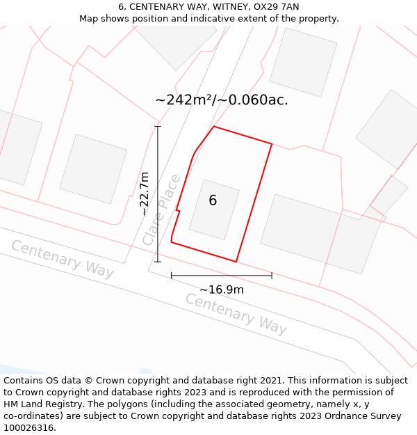 6, CENTENARY WAY, WITNEY, OX29 7AN: Plot and title map