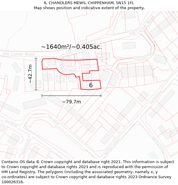 6, CHANDLERS MEWS, CHIPPENHAM, SN15 1FL: Plot and title map