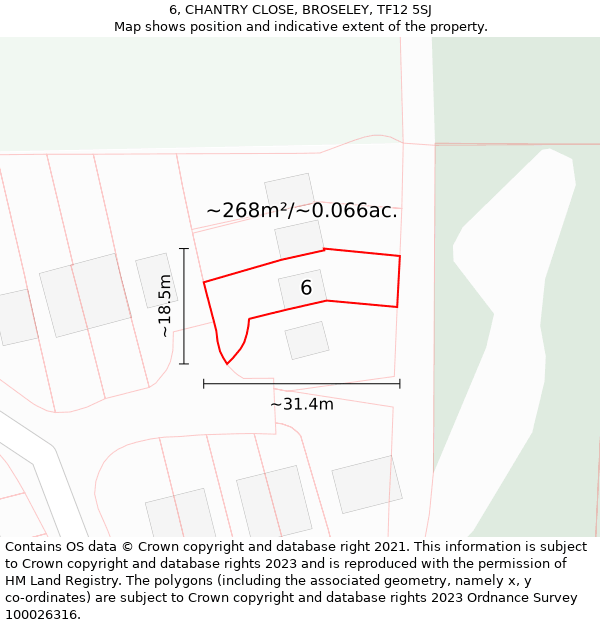 6, CHANTRY CLOSE, BROSELEY, TF12 5SJ: Plot and title map