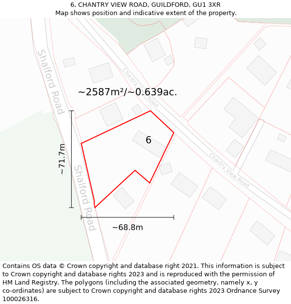 6, CHANTRY VIEW ROAD, GUILDFORD, GU1 3XR: Plot and title map