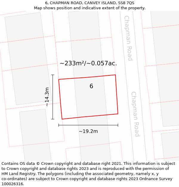 6, CHAPMAN ROAD, CANVEY ISLAND, SS8 7QS: Plot and title map