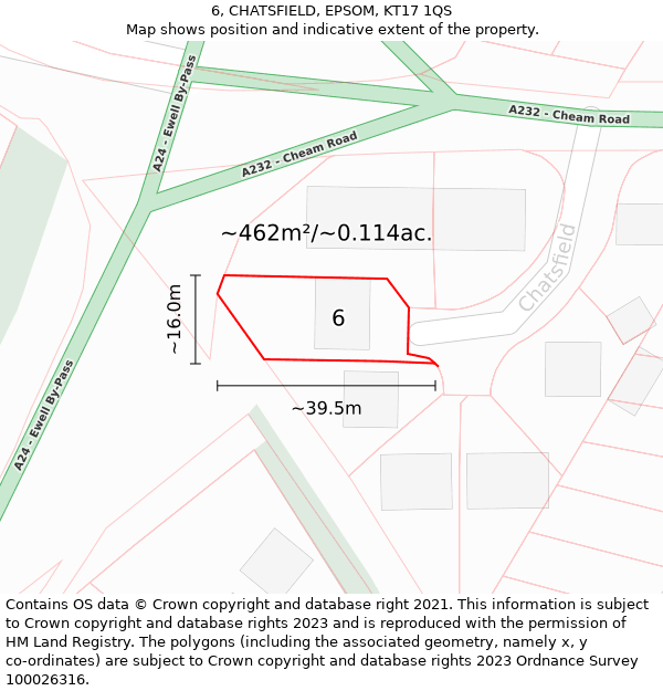 6, CHATSFIELD, EPSOM, KT17 1QS: Plot and title map