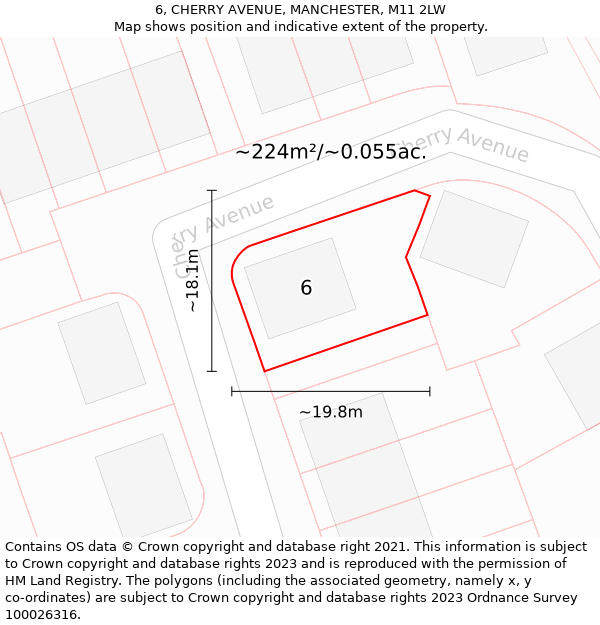 6, CHERRY AVENUE, MANCHESTER, M11 2LW: Plot and title map