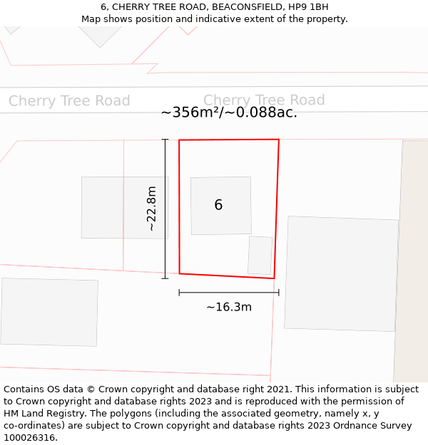 6, CHERRY TREE ROAD, BEACONSFIELD, HP9 1BH: Plot and title map