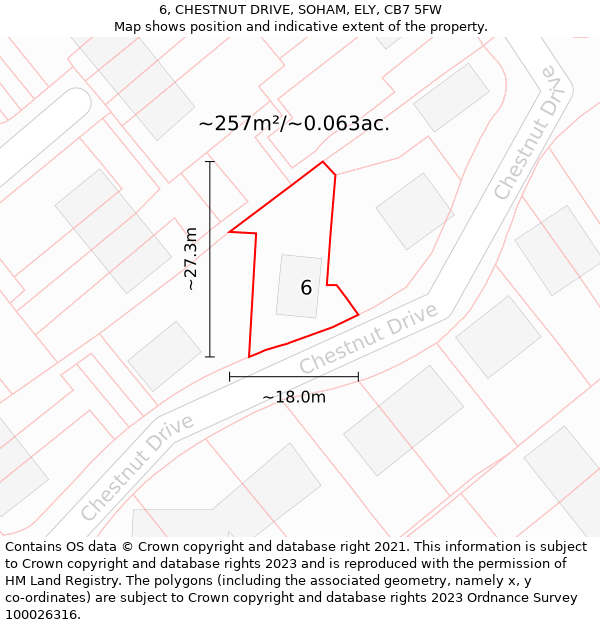 6, CHESTNUT DRIVE, SOHAM, ELY, CB7 5FW: Plot and title map