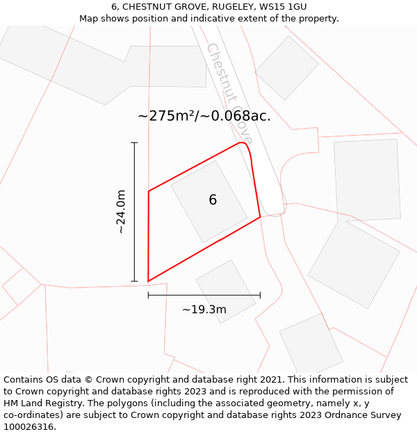 6, CHESTNUT GROVE, RUGELEY, WS15 1GU: Plot and title map