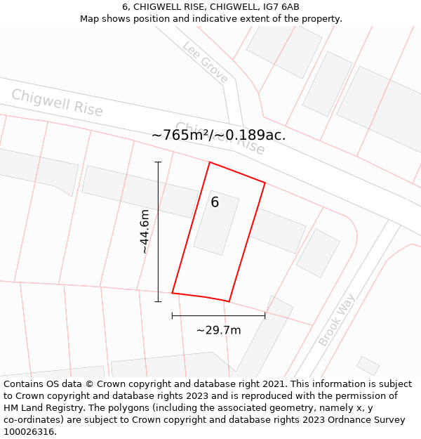 6, CHIGWELL RISE, CHIGWELL, IG7 6AB: Plot and title map