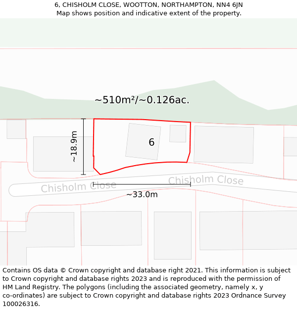 6, CHISHOLM CLOSE, WOOTTON, NORTHAMPTON, NN4 6JN: Plot and title map
