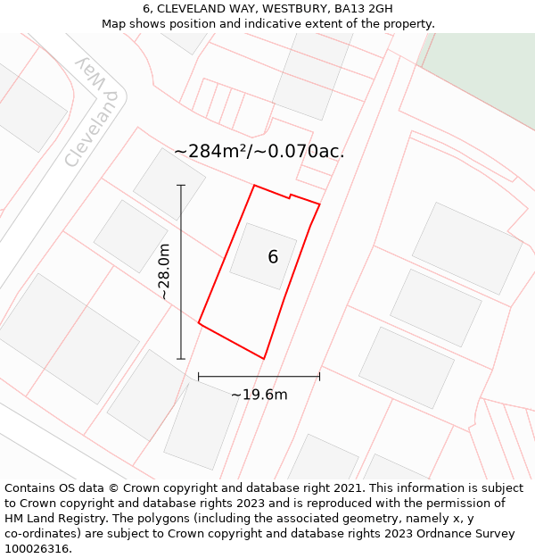 6, CLEVELAND WAY, WESTBURY, BA13 2GH: Plot and title map