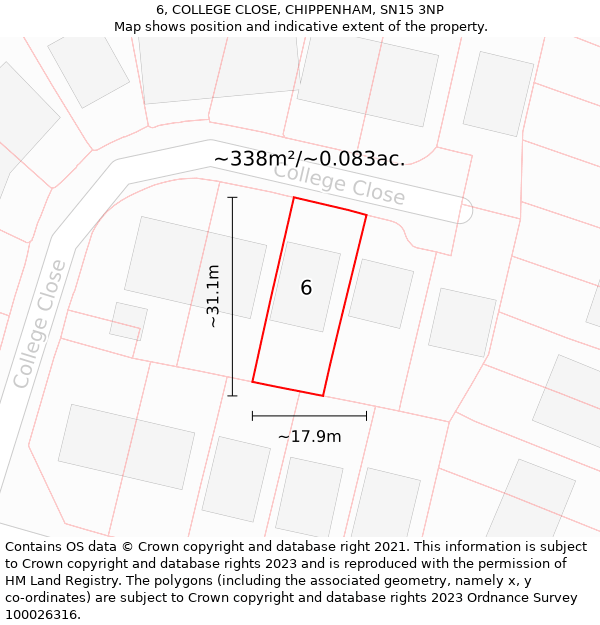 6, COLLEGE CLOSE, CHIPPENHAM, SN15 3NP: Plot and title map