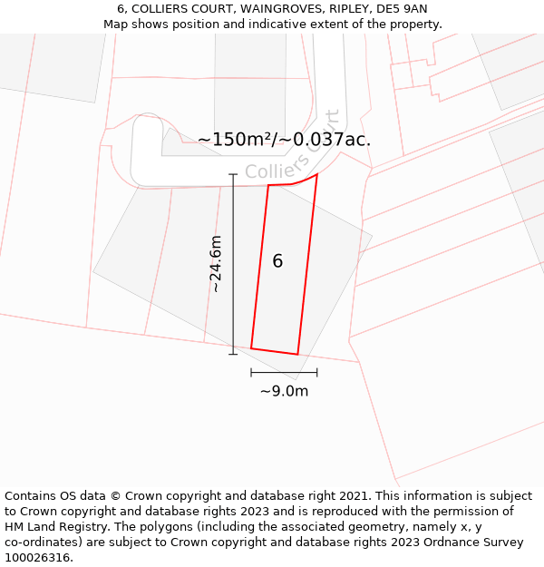 6, COLLIERS COURT, WAINGROVES, RIPLEY, DE5 9AN: Plot and title map