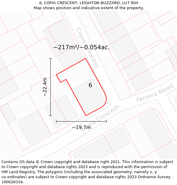 6, COPIA CRESCENT, LEIGHTON BUZZARD, LU7 9SH: Plot and title map