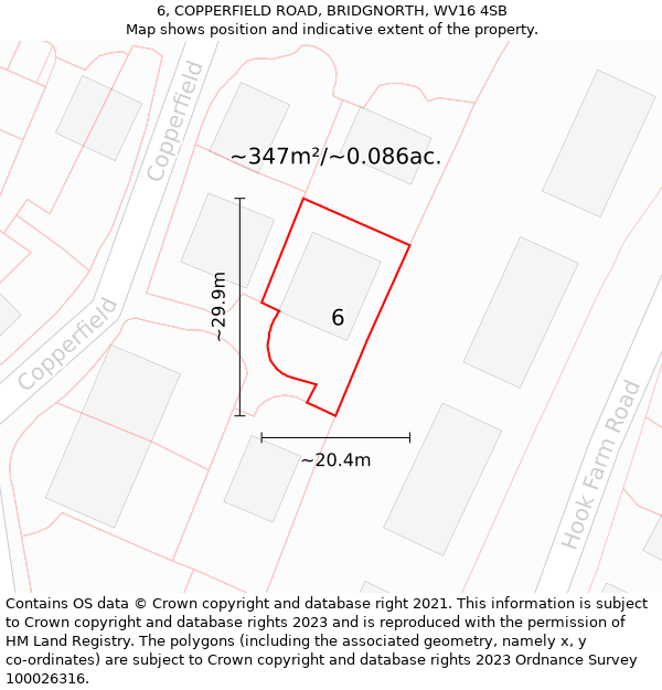 6, COPPERFIELD ROAD, BRIDGNORTH, WV16 4SB: Plot and title map